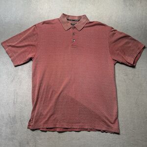 Gary Player Polo Shirt Mens Large Golf Red Pattern Moisture Wicking Active EUC